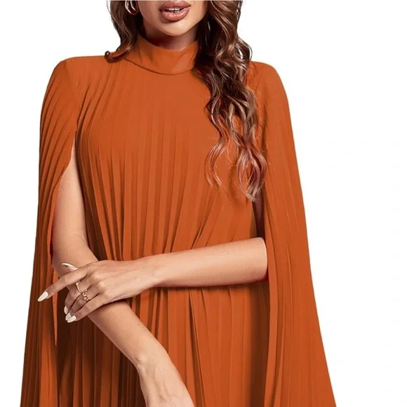 Orange Stunning Pleated Dress | Size M - Picture 1 of 6